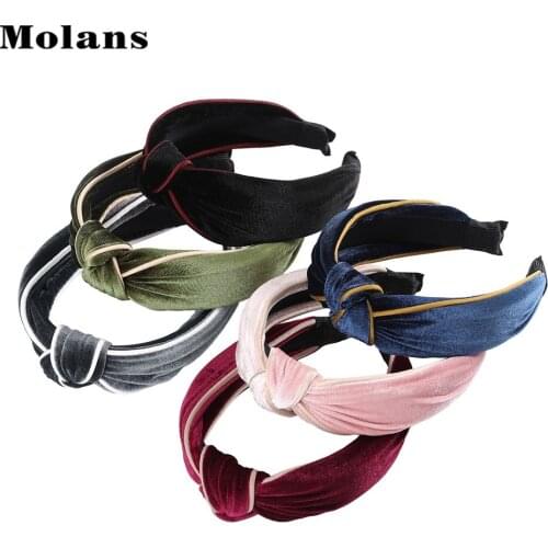 MOLANS New Autumn And Winter Solid Velvet Hair Hoop Women Fashion Knotted Hair Band 2020 Hair Accessories Headwear