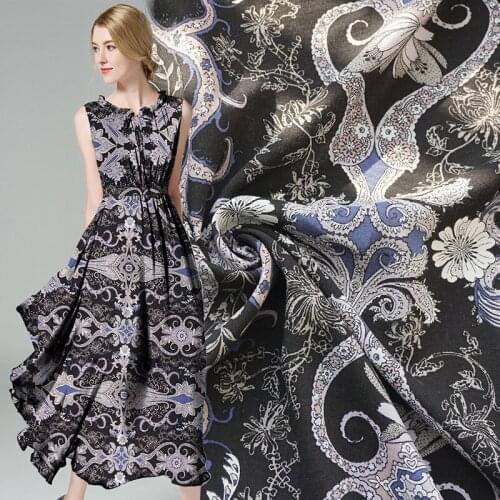 Multi flower cotton reactive printing fabric summer new retro tropical rainforest flower drape dress womens fabric