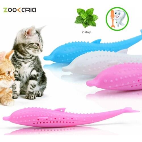 Soft Silicone Mint Fish Cat Toy Catnip Pet Toy Clean Teeth Toothbrush Chew Cats Toys