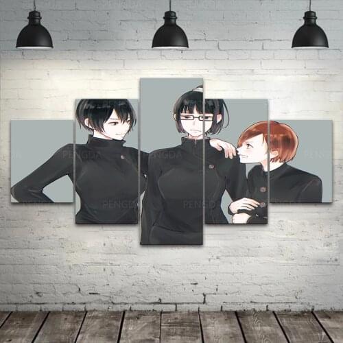 Wall Art Zenin Maki Canvas Painting HD Prints 5 Panel Japan Anime Pictures Home Decor Jujutsu Kaisen Poster Living Room Frame