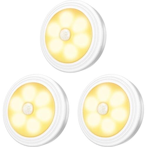 1Pcs 6LED PIR Body Motion Sensor Wall light Led night light Battery for Closet, Stairs, Basement Hallway Wall Cabinet luminarias