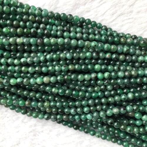 Genuine Natural Columbia Emerald Green Semi-precious stones Round Beads 15" 05967