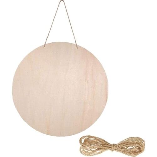 Unfinished Wood Pieces Merry Christmas 11.8In Round with Hole Wood Circles Blank Plaque for DIY Craft Building Mode