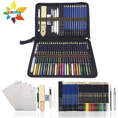 Original UK zzone art Color pencil 54 PCS Water soluble Carbon pen Oil color lead brush color pen set hand drawing Art supplies