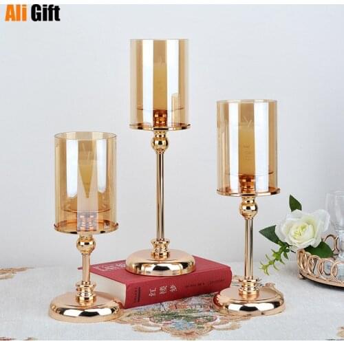 Candle Holders, Luxury Metal Glass Candlesticks For Candles, Home Decoration For Holiday/christmas,,new Arrival Gifts