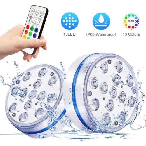 13LED Submersible RGB Light IP68 Underwater Remote Controlled Lights 16 Colors Pool Garden Decoration Lamp Battery Operated