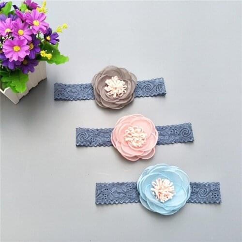 ON SALE 1PCS 2017 Childrens hair accessories baby Flower Headband elastic hair band girls photo props Lace head band