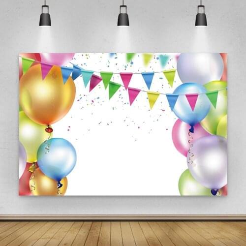 Cartoon Balloon Happy Birthday Party Banner Photography Background Decor Baby Shower Children Photo Booth Studio Props Backdrops