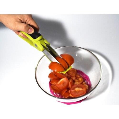 Salad Scissors with Anvil Tomato Scissors Egg Slicer Rolling Shape Cutter Non-slip and Comfortable Handle Design