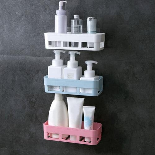 Shelf Organizer Wall Mounted Nailless Shower Corner Bathroom Kitchen Storage Holder Rack KI