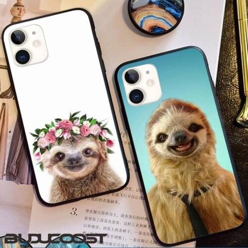 Reall Caffeinated Sloth animal Phone Case for iphone 11 Pro 11 Pro Max X XS XR XS MAX 8plus 7 6splus 5s se 7plus SE 2020 case