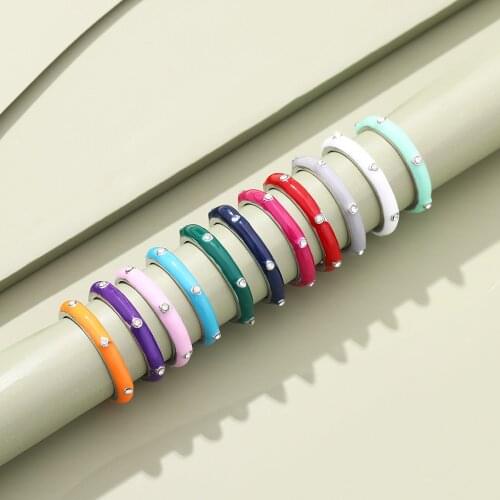 VG 6YM New Colorful Drop Oil Belt Drill Ladies Ring Same Paragraph Womens Birthday Present Jewelry Dropshipping Gifts