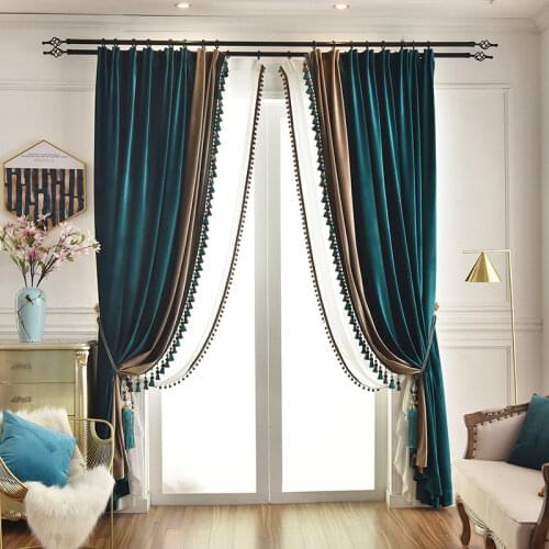 High Quality Luxury European Style Peacock Green Blue Red for Light Brown Living Room Bedroom Velvet Curtains Original Custom