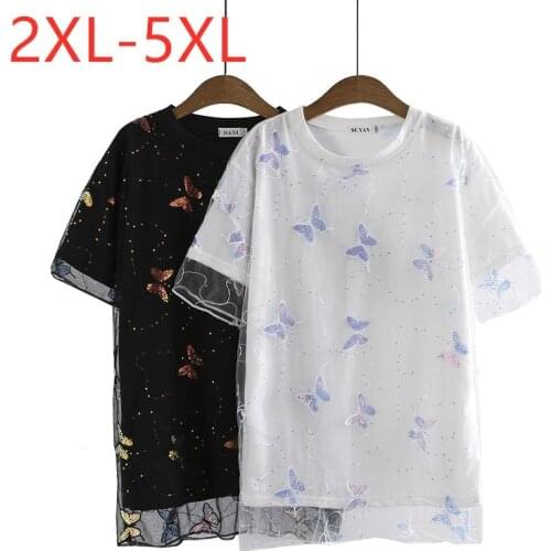 New 2021 Ladies Summer Plus Size Tops For Women Large Short Sleeve Loose Cotton Floral Print O-neck T-shirt 2XL 3XL 4XL 5XL