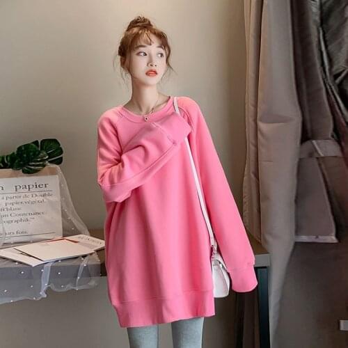 2021 Autumn Winter Womans New Hoodies Oversize Female Loose Solid Warm Pullover Tops Ladies Long Sleeve Sweatshirts R549