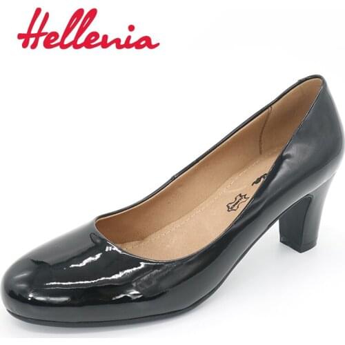 Hellenia Bassic Office Work lady Pumps Round Toe Handmade Woman Casual Shoes Plus Size 36-40 Soft sole Leather Lining shoelaces