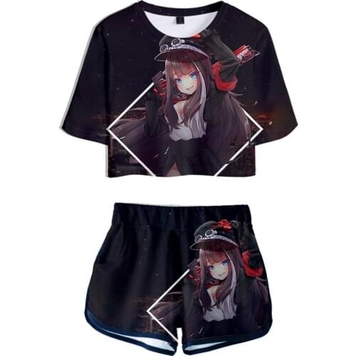 New Printing 3D High School DxD Womens Two Piece Sets Exposed Navel t shirt+Shorts Casual Summer Girls Cartoon Suits