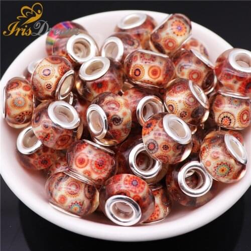 10Pcs Lot Rondelle Murano Spacer Glass Resin Beads Fit Pandora Charms Bracelet Bangle Necklace European Beads for Jewelry Making