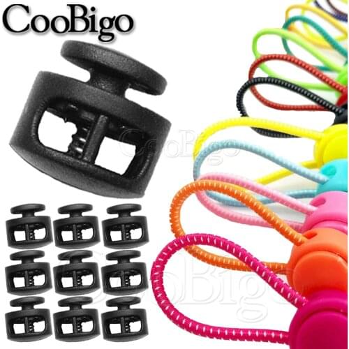 10pcs Cord Lock Toggle Clip Stopper Round Black Plastic for Garment Backpack Bag Shoelace Paracord Accessories 16.5mm x 16.5mm