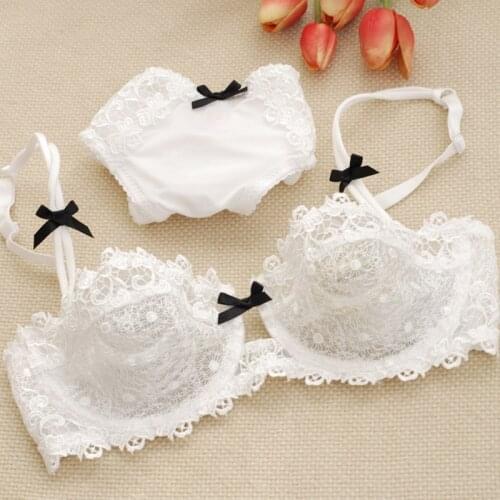 Bra Set Women Ultrathin Transparent Bow Decoration Lace Embroidery Bras Underwear Women Lingerie Women Set Plus Size Summer Bra