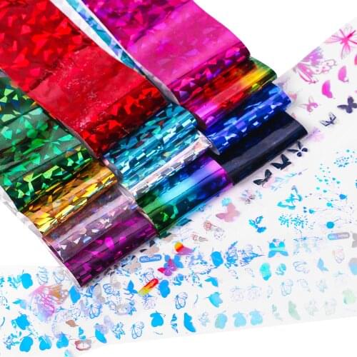 22Color/lot 20*4cm Paper Sticker Foil Set Nail Beauty Decoration Tools Broken Glass Nail Art Sticker Transfer Foil