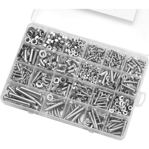 285PCS Hardware Fastener Screws Assortment Kit Self Tapping Screws Nuts Blots Washers for Wood Car DIY
