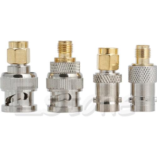 New 4Pcs BNC To SMA Type Male Female RF Converter Test Adapter Kit Connector Set