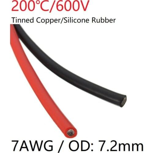 7AWG Silicone Gel Rubber Wire OD 7.2mm Flexible Cable High Temperature Insulated Copper Ultra Soft Electron DIY Line Colorful