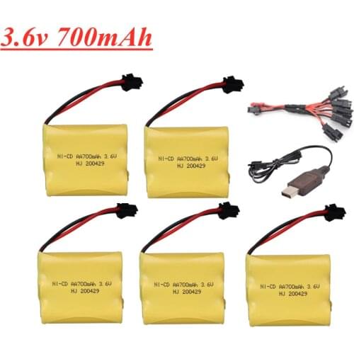 3.6V 700mah AA NI-CD M Battery + USB Charger Set For Electric Toys Car Ship Robot Model AA 3.6V Rechargeable Battery Pack
