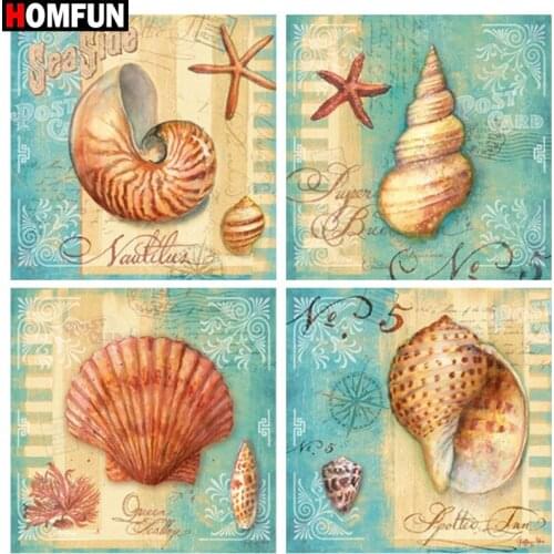 HOMFUN Full diamond Painting "Shell conch landscape" Resin Drill Embroidery 5D Diy Diamond Painting Handmade Cross Stitch gift