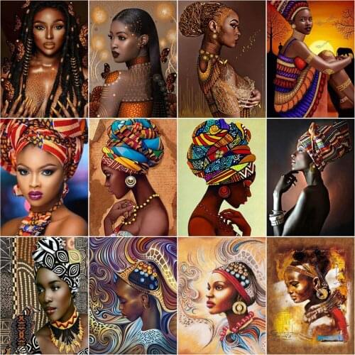 AZQSD Diamond Art Painting Kits African Woman Full Square Drill Home Decor DIY Diamond Embroidery Portrait Mosaic Handmade Gift