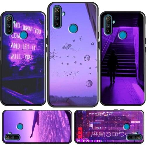 Purple Aesthetic For OPPO Realme 8 Pro Q3 6 7 C3 C11 GT Neo Case For OnePlus 8T 9 Pro 8 Pro Nord 9R Coque