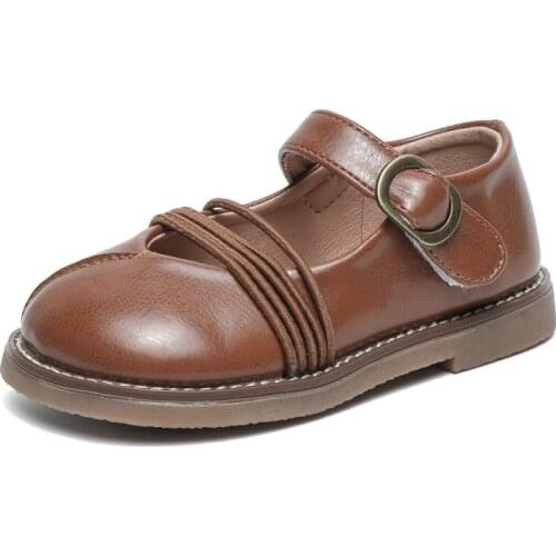 CUZULLAA Kids Elegant Hook & Loop Patent Leather Shoes For Girls Casual Shoes Children Retro Fashion Flats Size 21-30