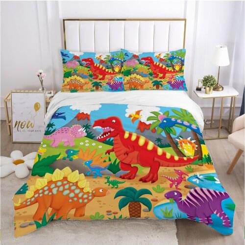 Cartoon Childrens Bedding set for kids baby boy girls Duvet cover set pillow case Bed linens Quilt cover 140x200 Car dinosaur