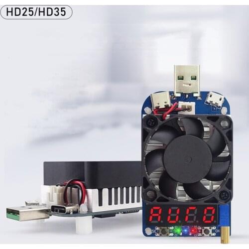 QC2.0/3.0 USB HD25 HD35 Tester Electronic Load Resistor Discharge Battery Capacity Meter Test Adjustable Current Voltage 25/35W