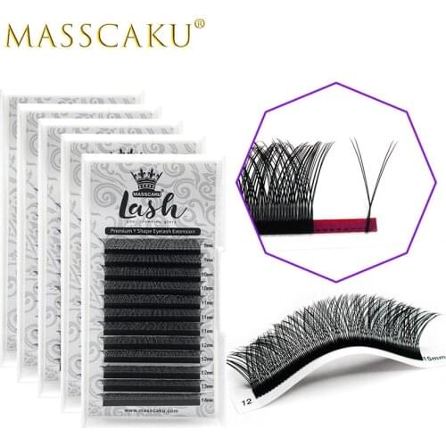 Hot Sale 12 lines yy Lashes Premium Matte Individual Eyelashes Extension Faux Mink Y-shaped Fluffy Lashes Trays C/D Curl