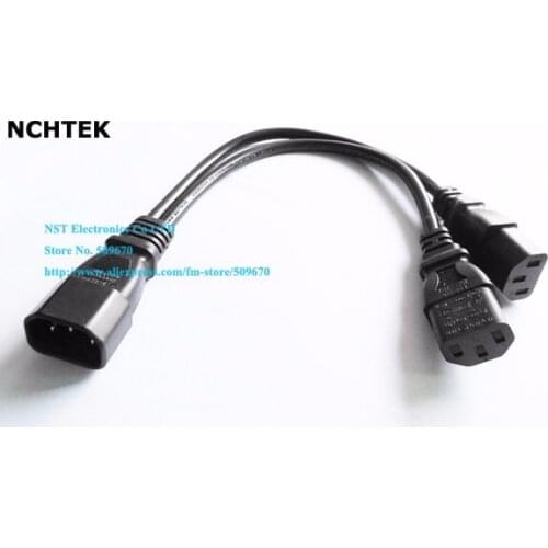 NCHTEK Single IEC 320 C14 Male to Dual C13 Female Short Power Y Type Splitter Adapter Cable About 25CM/Free DHL Shipping/100PCS