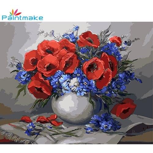 Paintmake Flower Frameless Picture Oil Painting By Numbers DIY Digital Canvas for Home Living Room Decor art gift GX9423 40*50cm