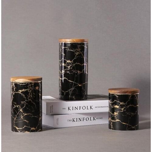 Black Crack Ceramic Storage Jars For Spices Slimes Seal Canister Bottles Tea Leaf Coffee Candy Cane Jar Cans For Storage Bank
