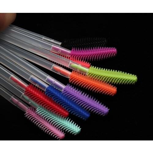 HOT 50 pcs Disposable Silicone Eyelashes Brushes Mascara Stick Applicator Makeup Brush Eyelash Extension Make up Tools