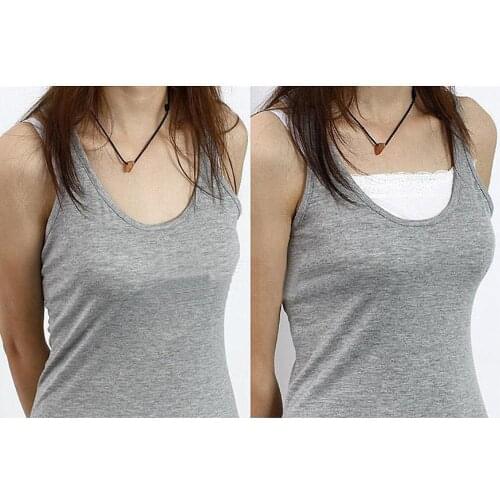 3Pcs Set Anti Peep Invisible Bra Traceless Corset Lace Wrapped white, Color Chest Black, Skin U2S8