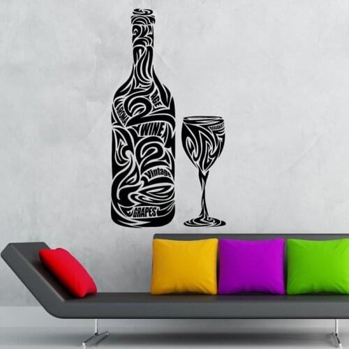Kitchen Restaurant Sticker Wine Decal Poster Vinyl Art Wall Decals Pegatina Quadro Parede Decor Mural Wine Sticker