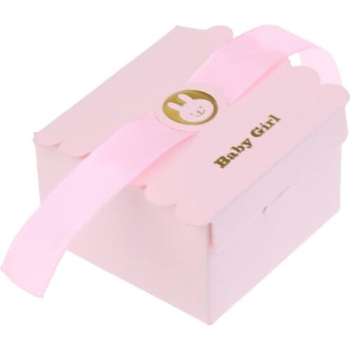 MagiDeal 50Pcs Lovely Paper Bear Baby Boy Sweet Candy Chocolate Boxes With Satin Ribbon For Holiday Party Decoration
