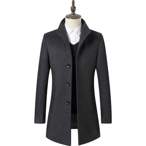 New Blends Dust Wine Coat Autumn Winter Mens New Business Casual Woolen Trench Jacket Lapel Long Wool Thick Windbreaker S-3XL