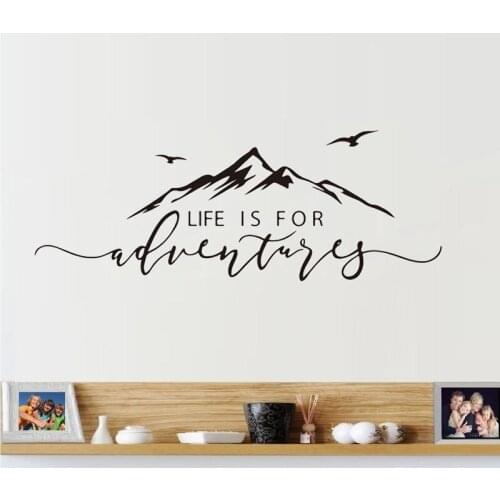 Life Is For Adventures Mountain Wall Sticker Bedroom Living Room Adventure Explore Travel Motivational Art Wallpaper Poster