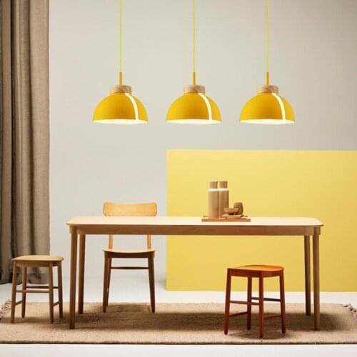 Nordic pendant light woden pendant lamp for home lighting modern hanging lamp aluminum lampshade led bulb kitchen light e27 ing