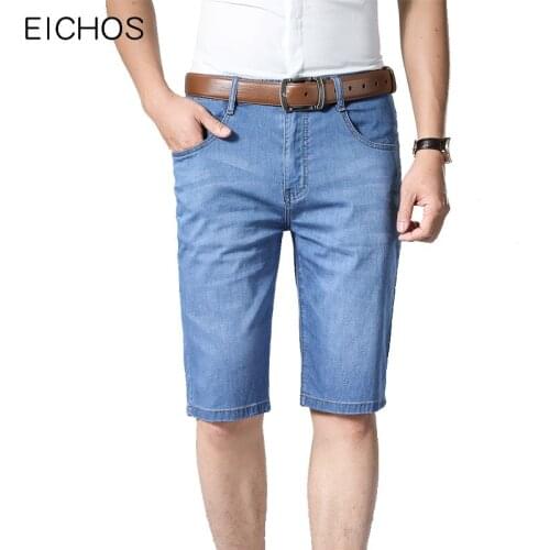 New Summer Men Jean Jogger Shorts Slim Lightweight Stretch Short Pants Quality Cotton Casual Blue Bermuda Shorts for Men