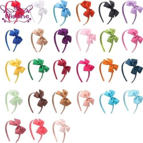 Infant Solid Color Ribbon Bows Elastic Hairband Fashion Princess Hair Hoop DIY Costume Decoration Children Headwear Photo Props