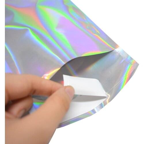 100pcs Laser Self Sealing Plastic Envelopes Mailing Storage Bags Holographic Gift Jewelry Poly Adhesive Courier Packaging Bags