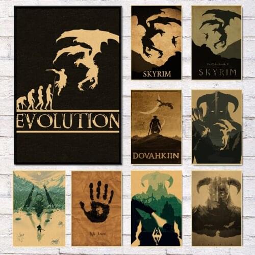 Retro Evolution Dragon Slaying Game Poster Canvas Painting Wall Art Pictures Posters and Prints Living Room Home Artwork Decor